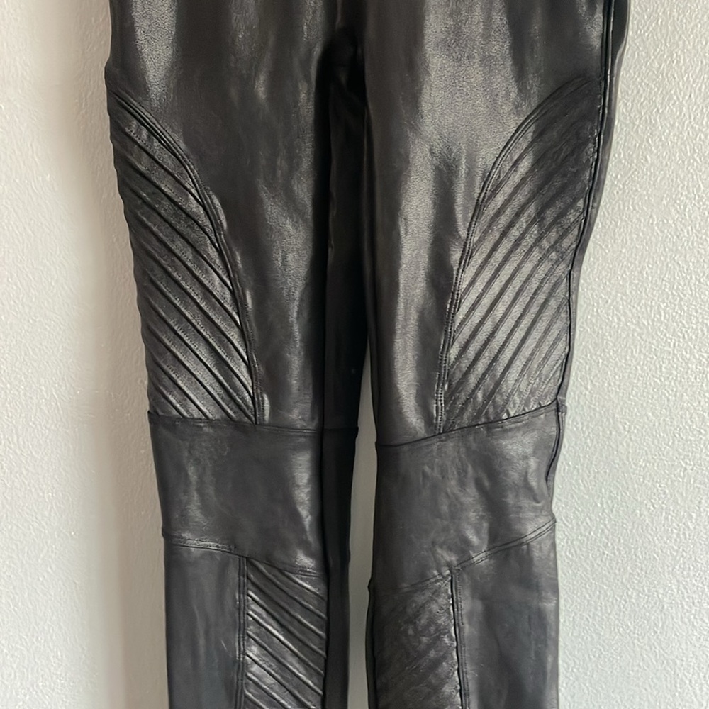 Spanx Faux Leather Black Moto Leggings Size S - Picture 6 of 11